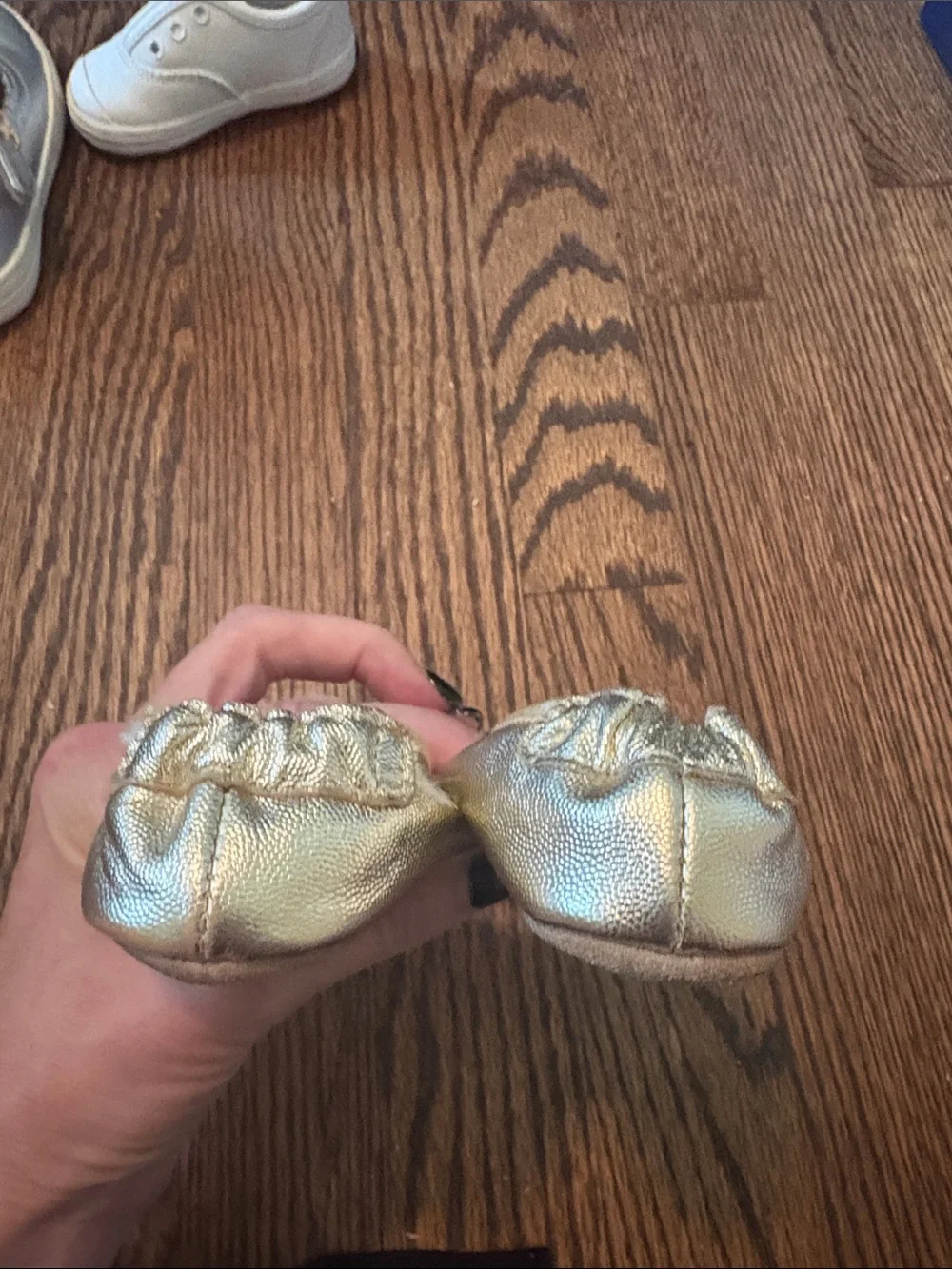 Robeez Metallic Gold Baby Ballet Flats with Bow Detail